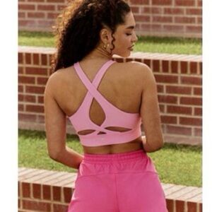 Fabletics Pink Cross-Back Sports Bra